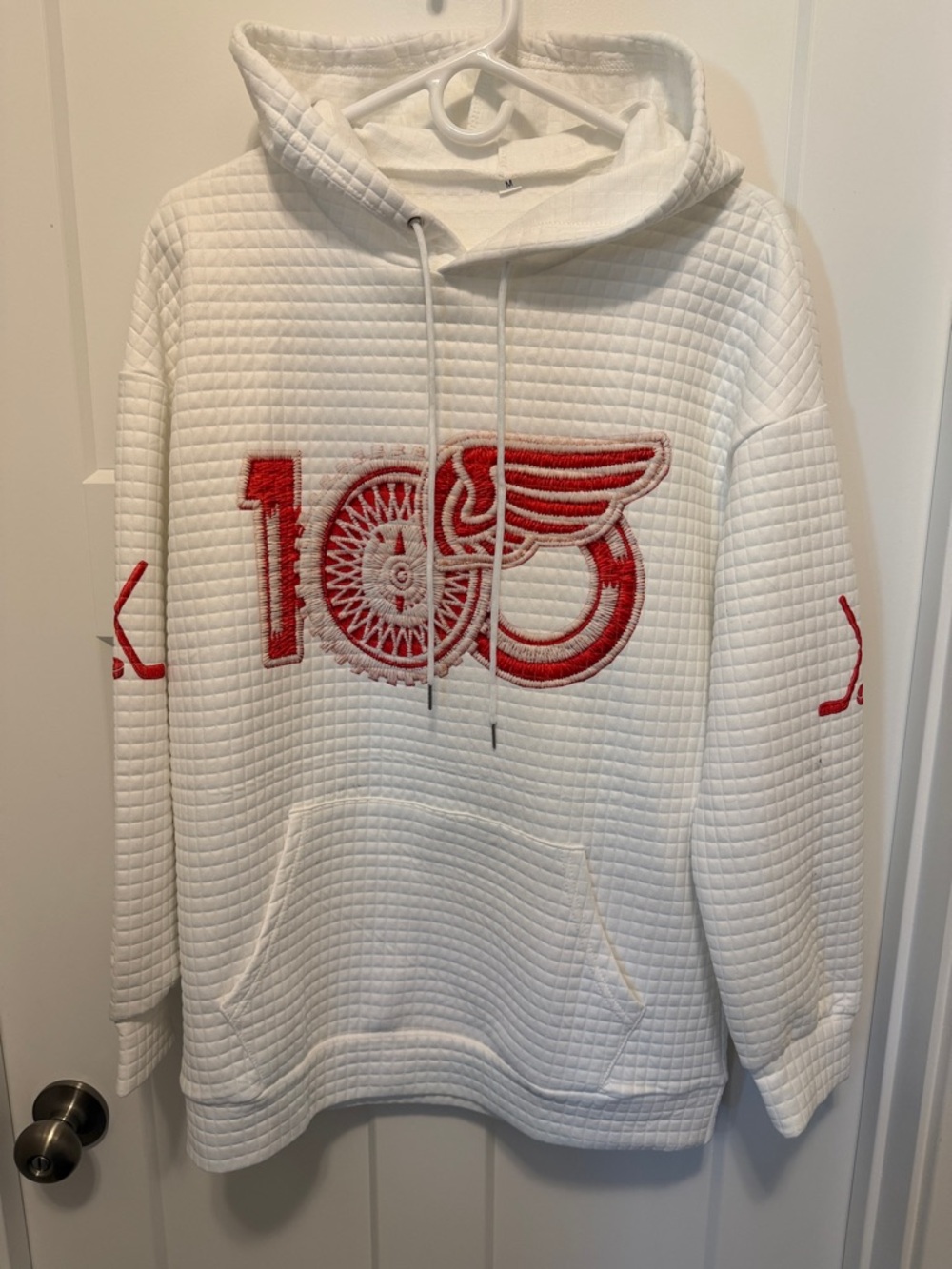 Detroit Red Wings White Quilted Hoodie